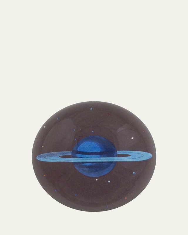 Blue Saturn Dome Decoupage Paperweight